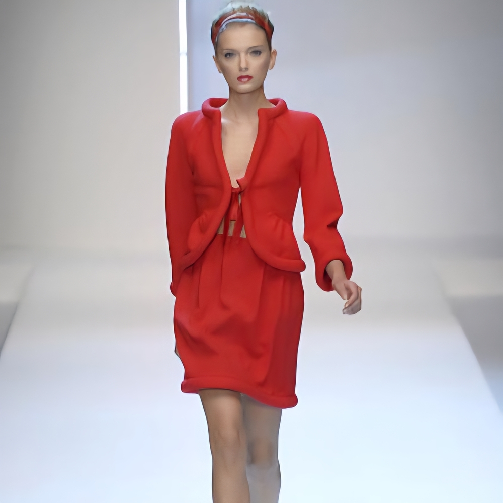 Red Two-Piece Skirt Set - Picture 2 of 12